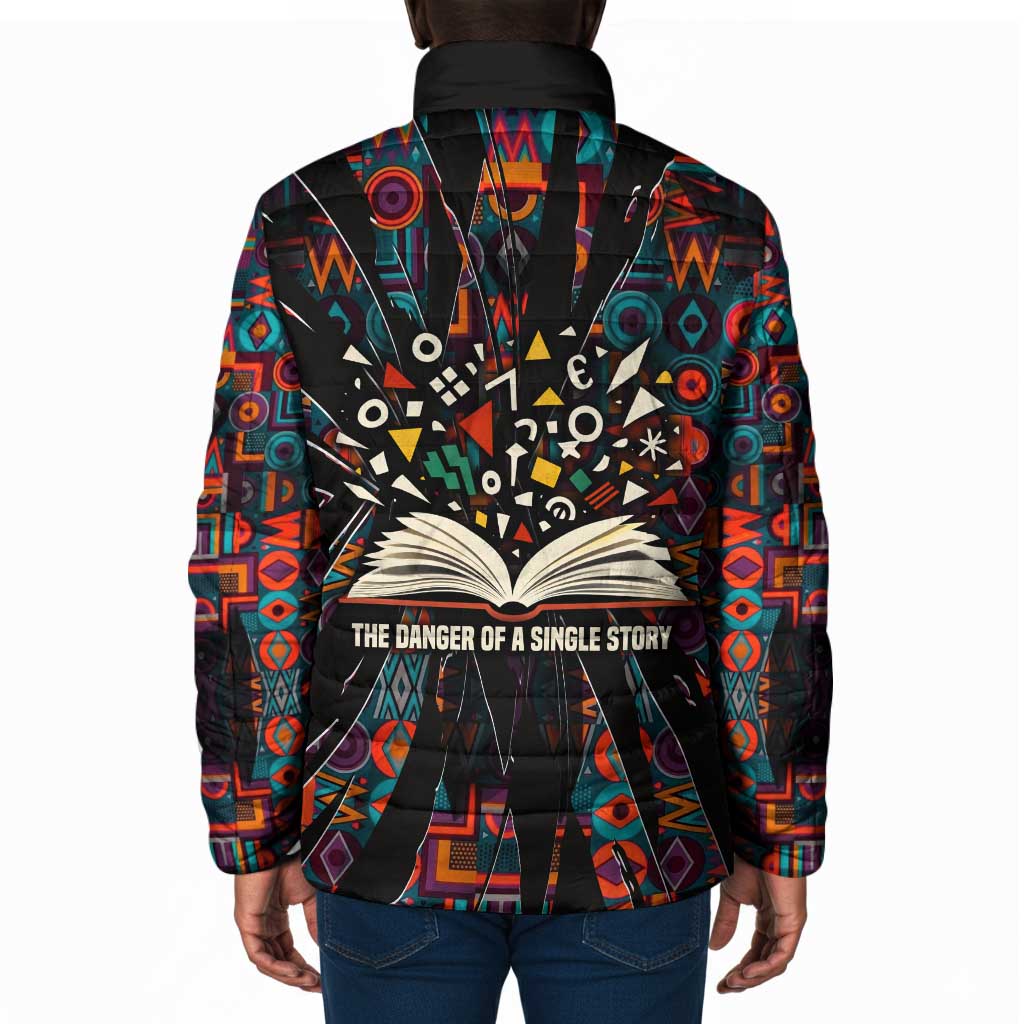 Chimamanda Ngozi Adichie Padded Jacket with Monochrome Portrait, The Danger of a Single Story Quote - Wonder Print Shop