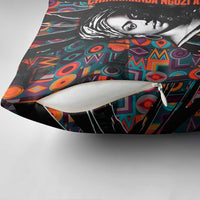 Chimamanda Ngozi Adichie Pillow Cover with Monochrome Portrait, The Danger of a Single Story Quote - Wonder Print Shop