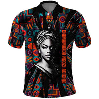 Chimamanda Ngozi Adichie Polo Shirt with Monochrome Portrait, The Danger of a Single Story Quote - Wonder Print Shop