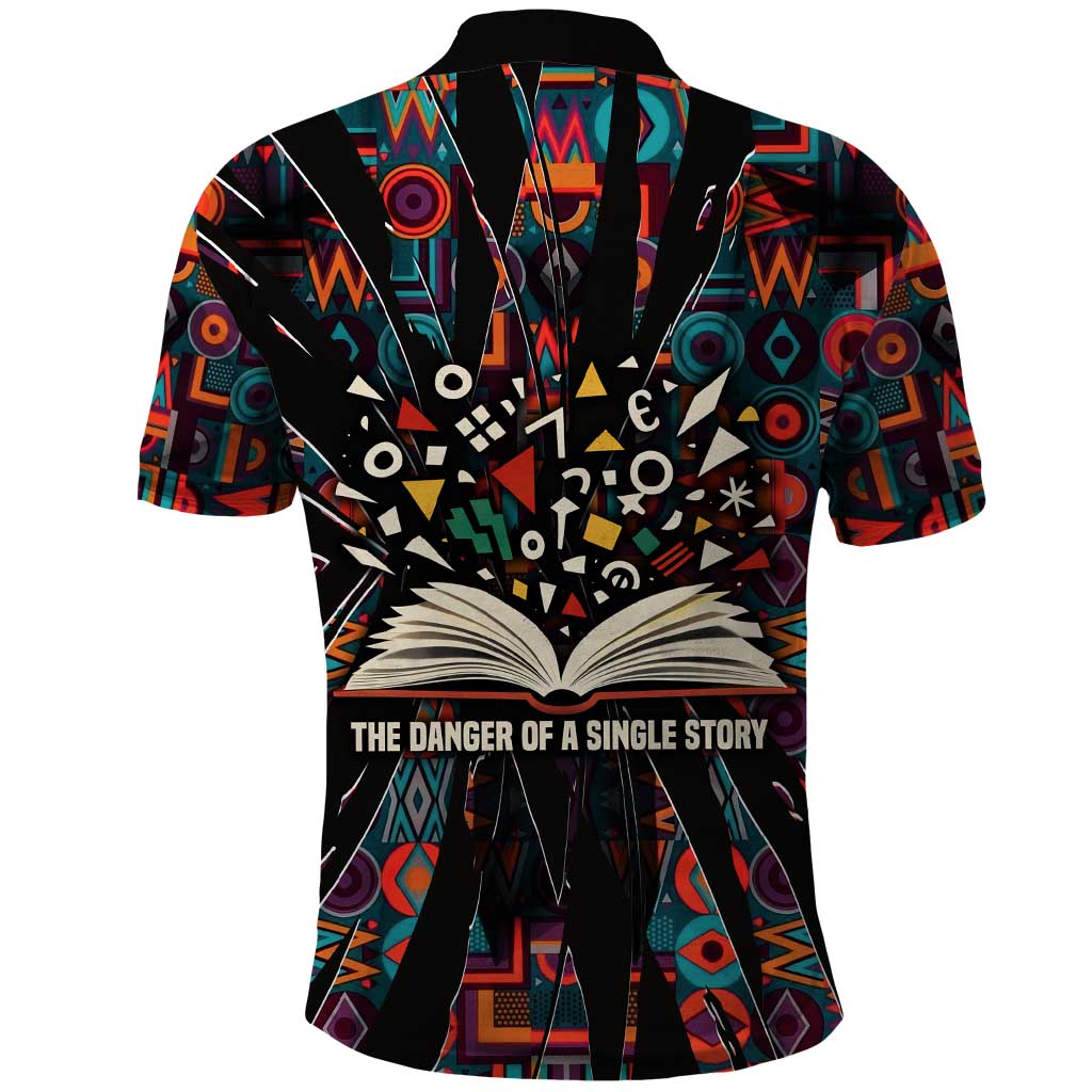 Chimamanda Ngozi Adichie Polo Shirt with Monochrome Portrait, The Danger of a Single Story Quote - Wonder Print Shop