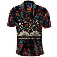 Chimamanda Ngozi Adichie Polo Shirt with Monochrome Portrait, The Danger of a Single Story Quote - Wonder Print Shop