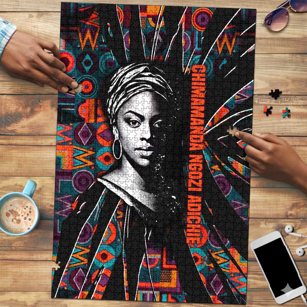 Chimamanda Ngozi Adichie Puzzle with Monochrome Portrait, The Danger of a Single Story Quote - Wonder Print Shop