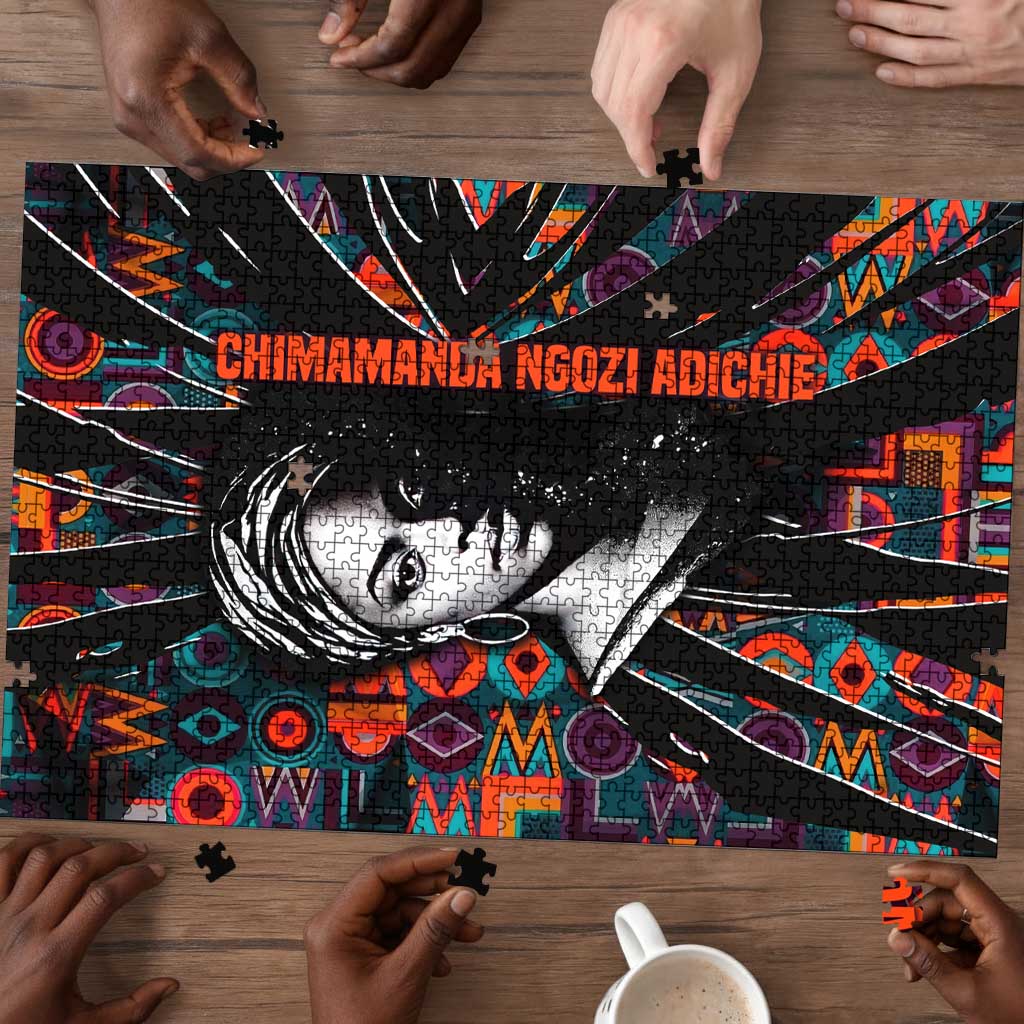 Chimamanda Ngozi Adichie Puzzle with Monochrome Portrait, The Danger of a Single Story Quote - Wonder Print Shop