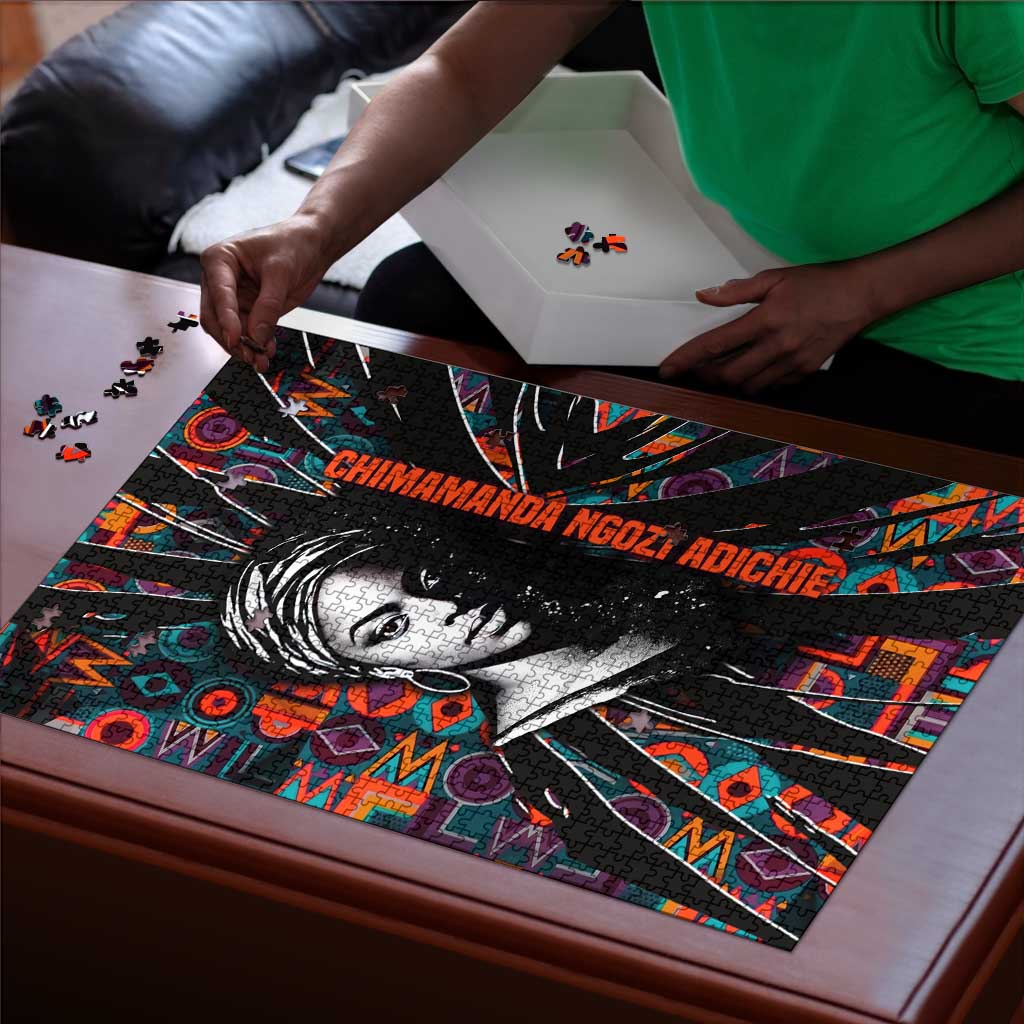 Chimamanda Ngozi Adichie Puzzle with Monochrome Portrait, The Danger of a Single Story Quote - Wonder Print Shop