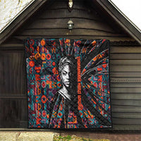 Chimamanda Ngozi Adichie Quilt with Monochrome Portrait, The Danger of a Single Story Quote - Wonder Print Shop