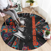 Chimamanda Ngozi Adichie Round Carpet with Monochrome Portrait, The Danger of a Single Story Quote - Wonder Print Shop