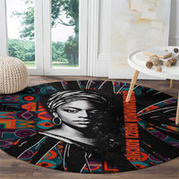 Chimamanda Ngozi Adichie Round Carpet with Monochrome Portrait, The Danger of a Single Story Quote - Wonder Print Shop