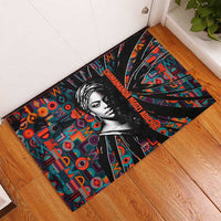 Chimamanda Ngozi Adichie Rubber Doormat with Monochrome Portrait, The Danger of a Single Story Quote - Wonder Print Shop