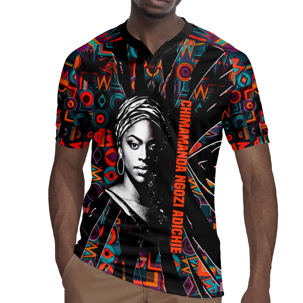 Chimamanda Ngozi Adichie Rugby Jersey with Monochrome Portrait, The Danger of a Single Story Quote - Wonder Print Shop