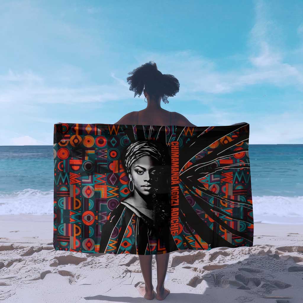 Chimamanda Ngozi Adichie Sarong with Monochrome Portrait, The Danger of a Single Story Quote - Wonder Print Shop
