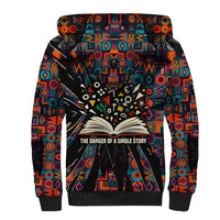 Chimamanda Ngozi Adichie Sherpa Hoodie with Monochrome Portrait, The Danger of a Single Story Quote - Wonder Print Shop