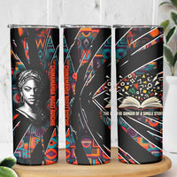 Chimamanda Ngozi Adichie Skinny Tumbler with Monochrome Portrait, The Danger of a Single Story Quote - Wonder Print Shop