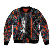 Chimamanda Ngozi Adichie Sleeve Zip Bomber Jacket with Monochrome Portrait, The Danger of a Single Story Quote - Wonder Print Shop