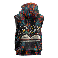 Chimamanda Ngozi Adichie Sleeveless Hoodie with Monochrome Portrait, The Danger of a Single Story Quote - Wonder Print Shop