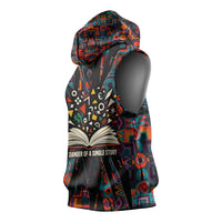 Chimamanda Ngozi Adichie Sleeveless Hoodie with Monochrome Portrait, The Danger of a Single Story Quote - Wonder Print Shop