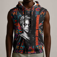 Chimamanda Ngozi Adichie Sleeveless Hoodie with Monochrome Portrait, The Danger of a Single Story Quote - Wonder Print Shop