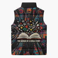 Chimamanda Ngozi Adichie Sleeveless Puffer Jacket with Monochrome Portrait, The Danger of a Single Story Quote - Wonder Print Shop