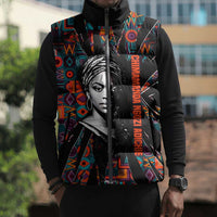 Chimamanda Ngozi Adichie Sleeveless Puffer Jacket with Monochrome Portrait, The Danger of a Single Story Quote - Wonder Print Shop