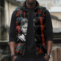 Chimamanda Ngozi Adichie Sleeveless Puffer Jacket with Monochrome Portrait, The Danger of a Single Story Quote - Wonder Print Shop
