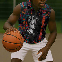 Chimamanda Ngozi Adichie Sleeveless Zip Hoodie with Monochrome Portrait, The Danger of a Single Story Quote - Wonder Print Shop
