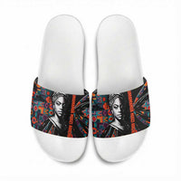 Chimamanda Ngozi Adichie Slide Sandals with Monochrome Portrait, The Danger of a Single Story Quote - Wonder Print Shop