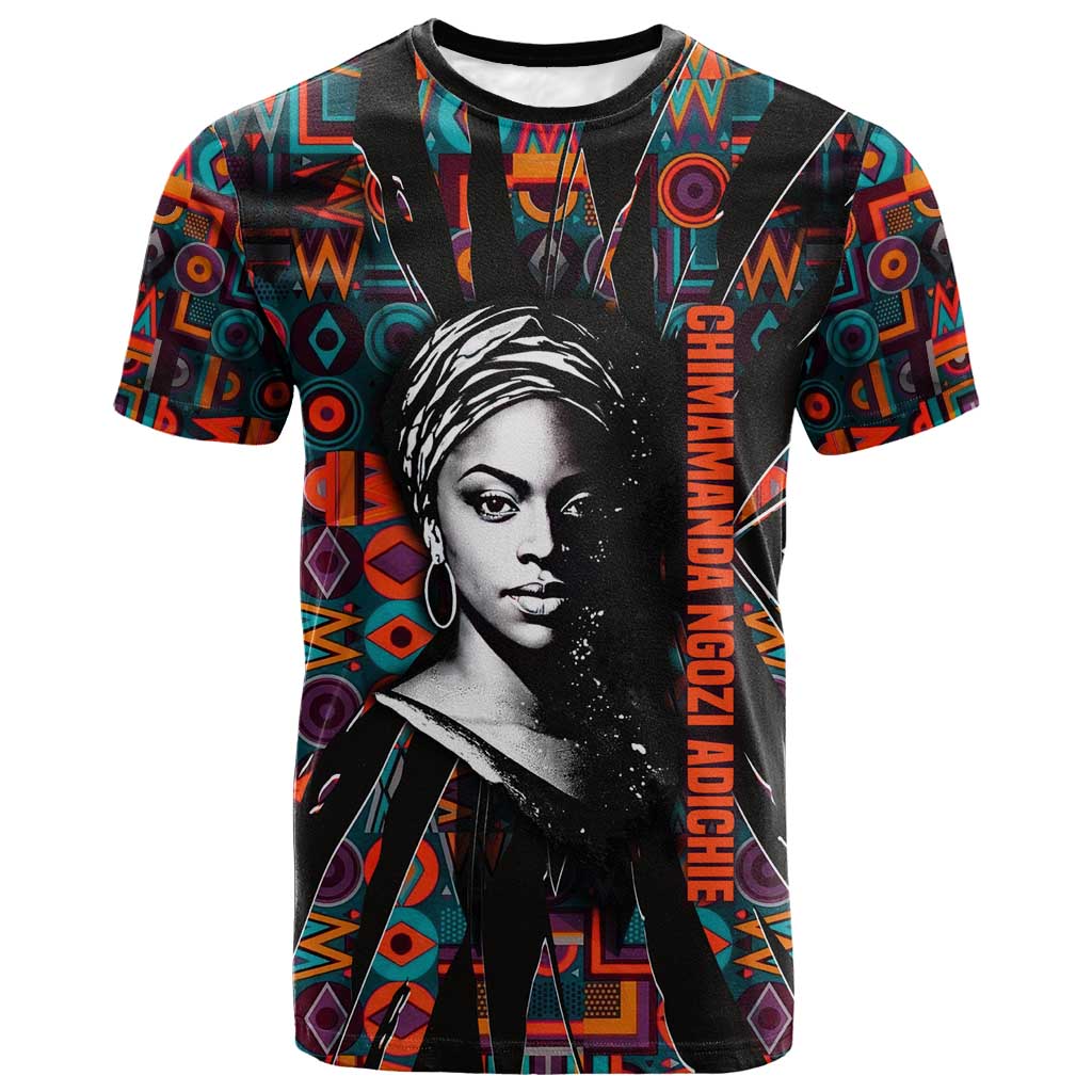 Chimamanda Ngozi Adichie T shirt with Monochrome Portrait, The Danger of a Single Story Quote - Wonder Print Shop