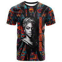Chimamanda Ngozi Adichie T shirt with Monochrome Portrait, The Danger of a Single Story Quote - Wonder Print Shop