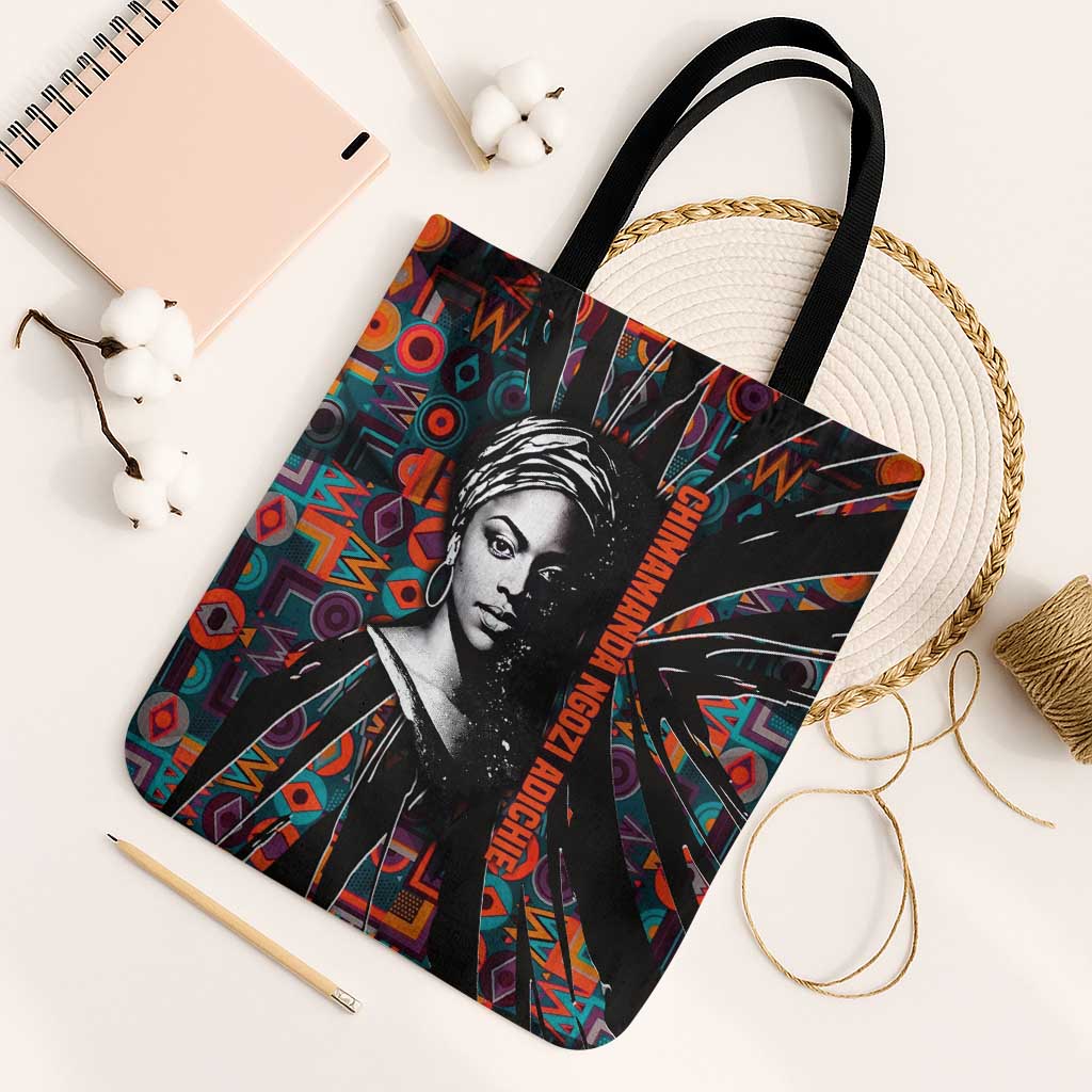 Chimamanda Ngozi Adichie Tote Bag with Monochrome Portrait, The Danger of a Single Story Quote - Wonder Print Shop