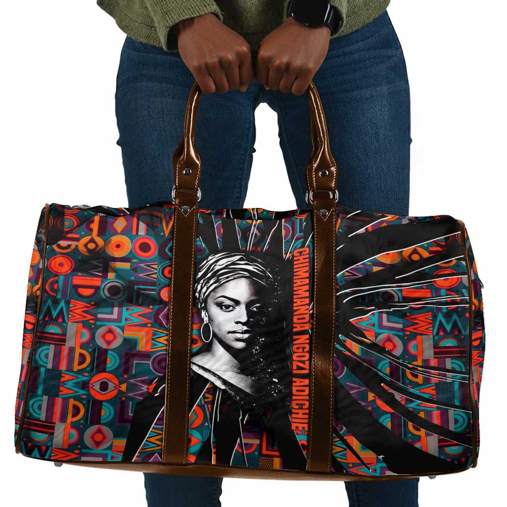 Chimamanda Ngozi Adichie Travel Bag with Monochrome Portrait, The Danger of a Single Story Quote - Wonder Print Shop