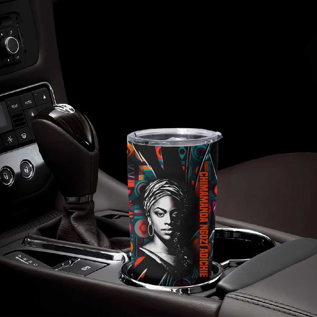 Chimamanda Ngozi Adichie Tumbler Cup with Monochrome Portrait, The Danger of a Single Story Quote - Wonder Print Shop
