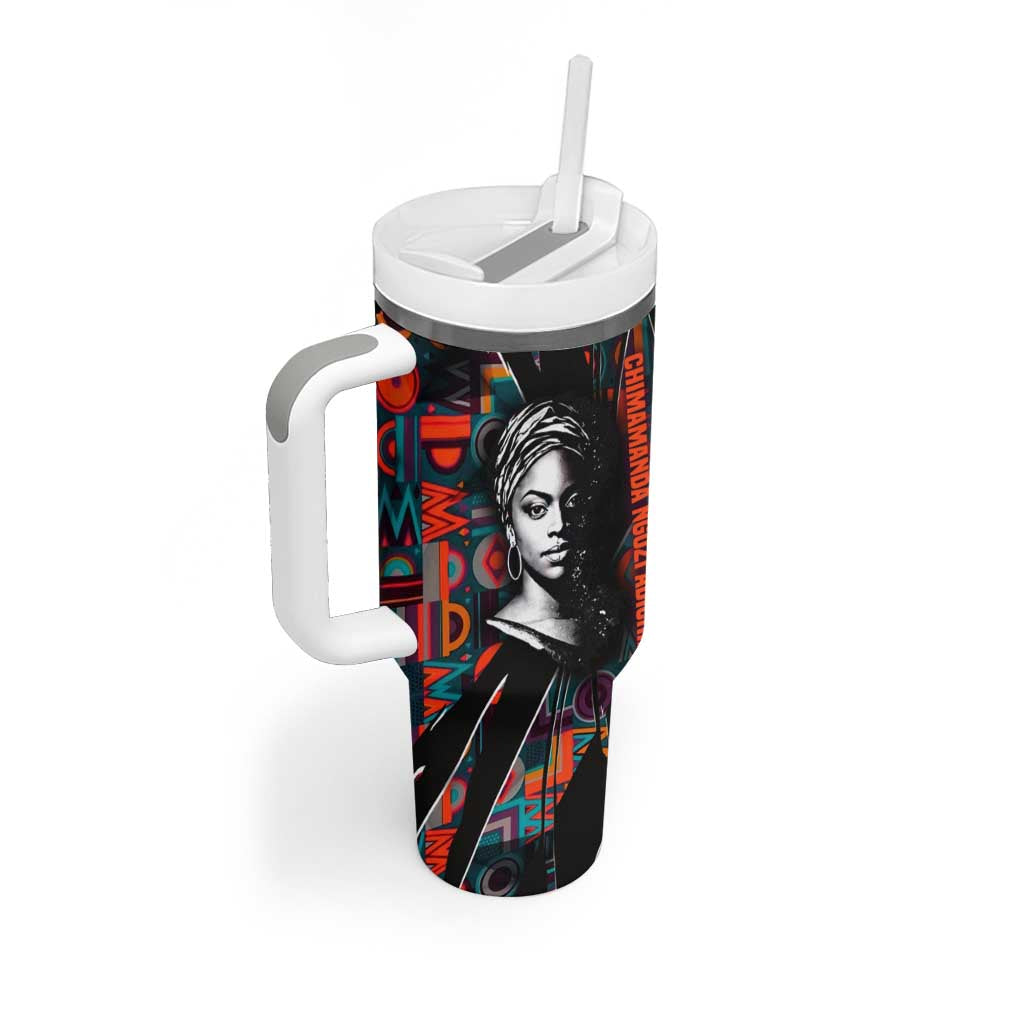Chimamanda Ngozi Adichie Tumbler With Handle with Monochrome Portrait, The Danger of a Single Story Quote - Wonder Print Shop
