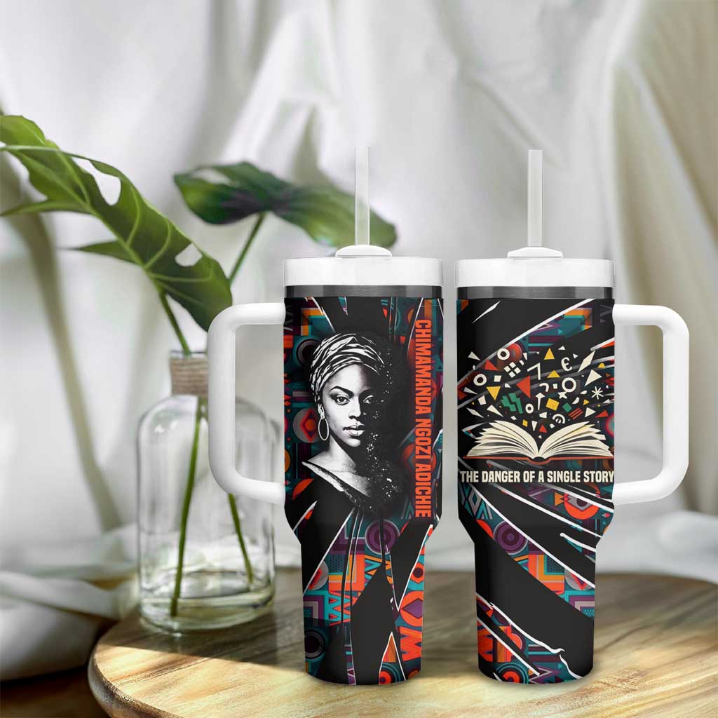 Chimamanda Ngozi Adichie Tumbler With Handle with Monochrome Portrait, The Danger of a Single Story Quote - Wonder Print Shop