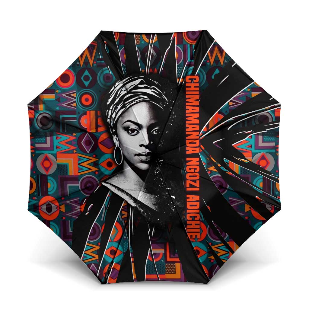 Chimamanda Ngozi Adichie Umbrella with Monochrome Portrait, The Danger of a Single Story Quote - Wonder Print Shop