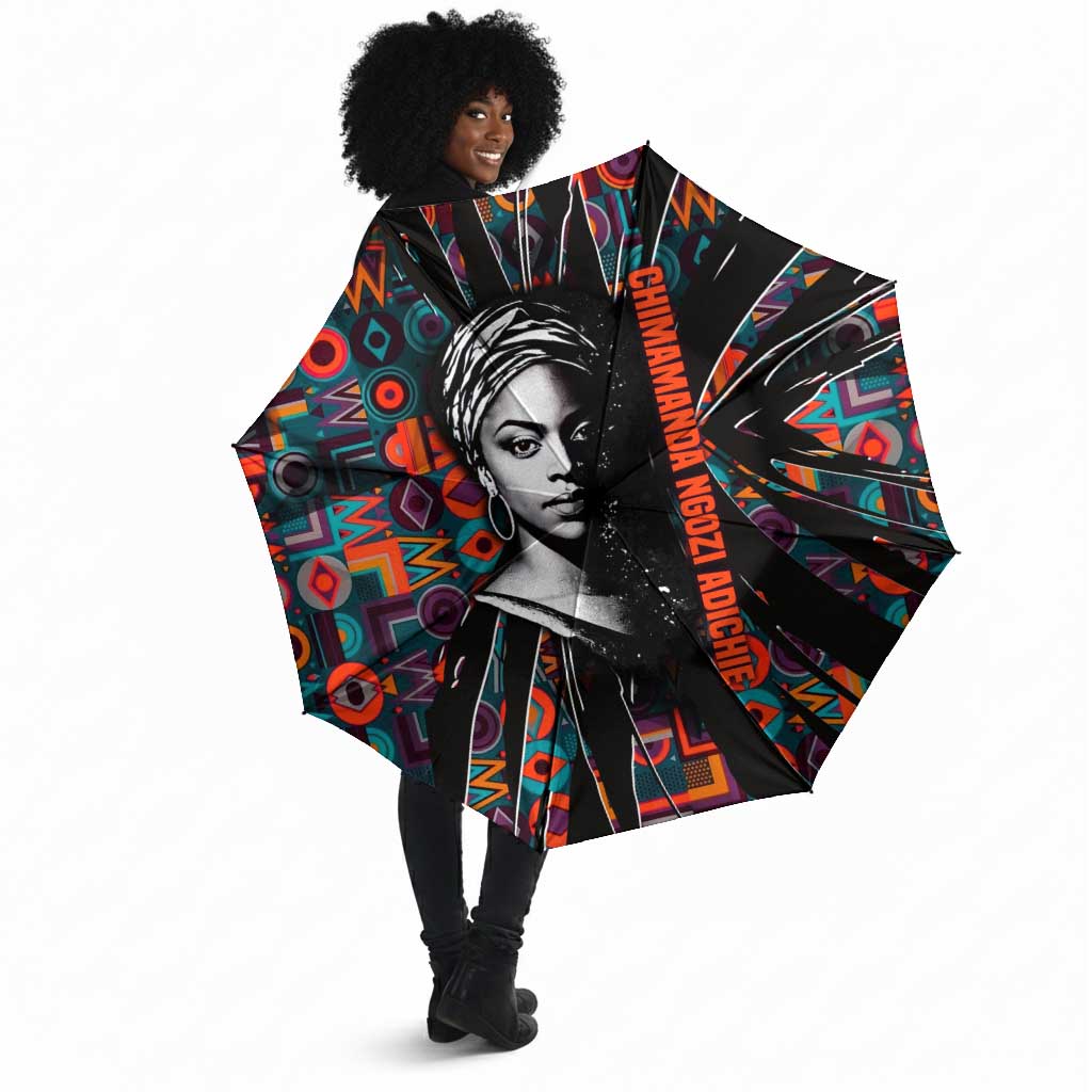 Chimamanda Ngozi Adichie Umbrella with Monochrome Portrait, The Danger of a Single Story Quote - Wonder Print Shop