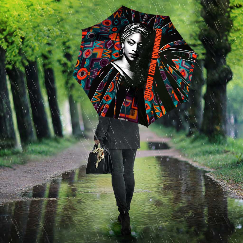 Chimamanda Ngozi Adichie Umbrella with Monochrome Portrait, The Danger of a Single Story Quote - Wonder Print Shop