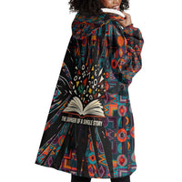Chimamanda Ngozi Adichie Wearable Blanket Hoodie with Monochrome Portrait, The Danger of a Single Story Quote - Wonder Print Shop