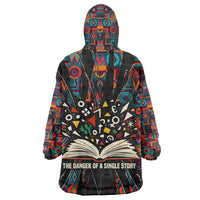 Chimamanda Ngozi Adichie Wearable Blanket Hoodie with Monochrome Portrait, The Danger of a Single Story Quote - Wonder Print Shop