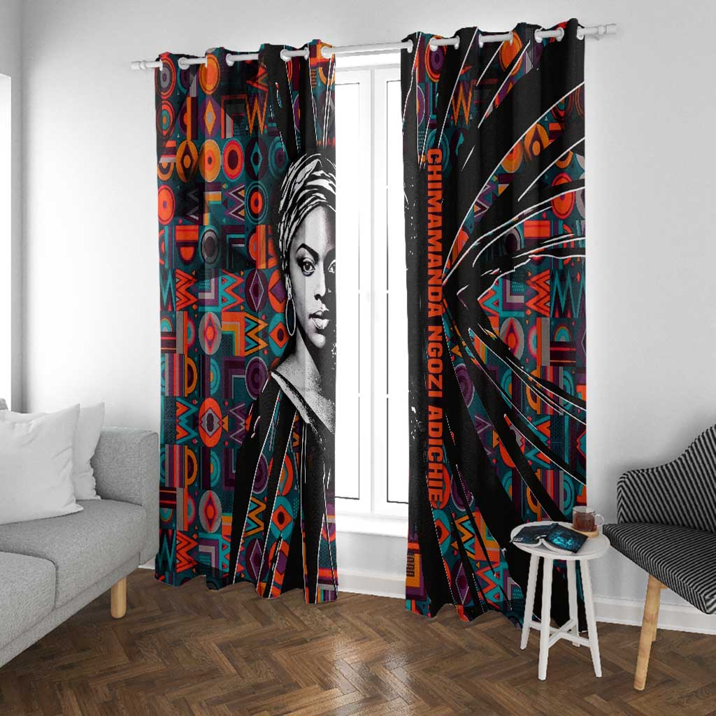 Chimamanda Ngozi Adichie Window Curtain with Monochrome Portrait, The Danger of a Single Story Quote - Wonder Print Shop