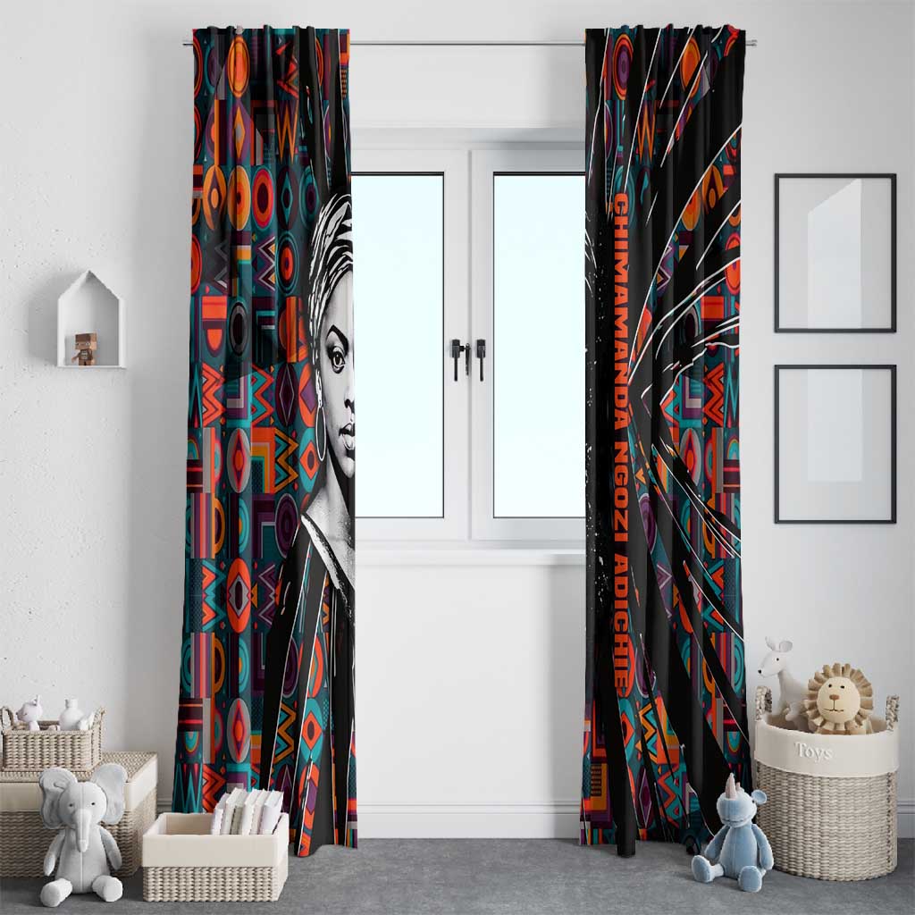 Chimamanda Ngozi Adichie Window Curtain with Monochrome Portrait, The Danger of a Single Story Quote - Wonder Print Shop