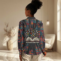Chimamanda Ngozi Adichie Women Casual Shirt with Monochrome Portrait, The Danger of a Single Story Quote - Wonder Print Shop