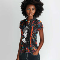 Chimamanda Ngozi Adichie Women Polo Shirt with Monochrome Portrait, The Danger of a Single Story Quote - Wonder Print Shop