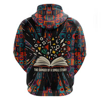 Chimamanda Ngozi Adichie Zip Hoodie with Monochrome Portrait, The Danger of a Single Story Quote - Wonder Print Shop