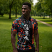 Chimamanda Ngozi Adichie Zipper Polo Shirt with Monochrome Portrait, The Danger of a Single Story Quote - Wonder Print Shop