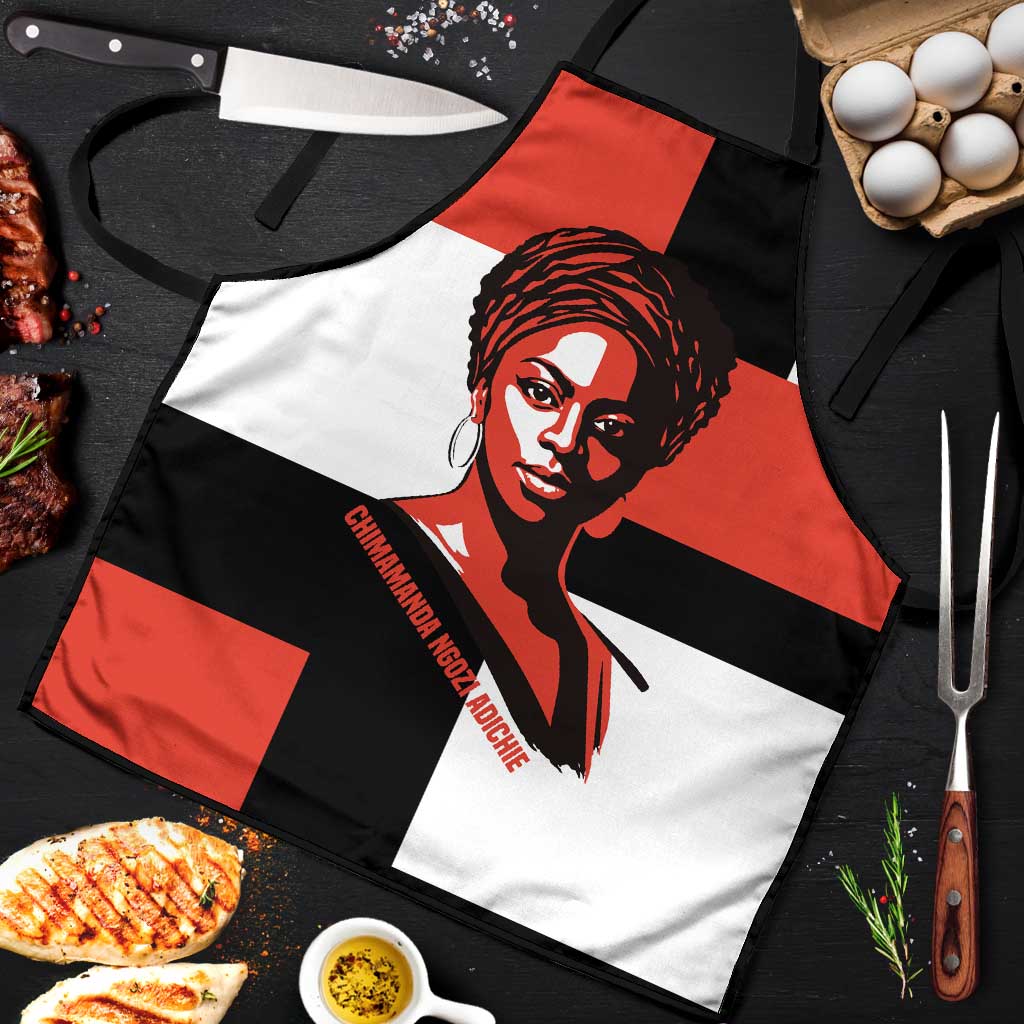Chimamanda Ngozi Adichie Apron with Bold Red Portrait, We Should All Be Feminists Quote - Wonder Print Shop