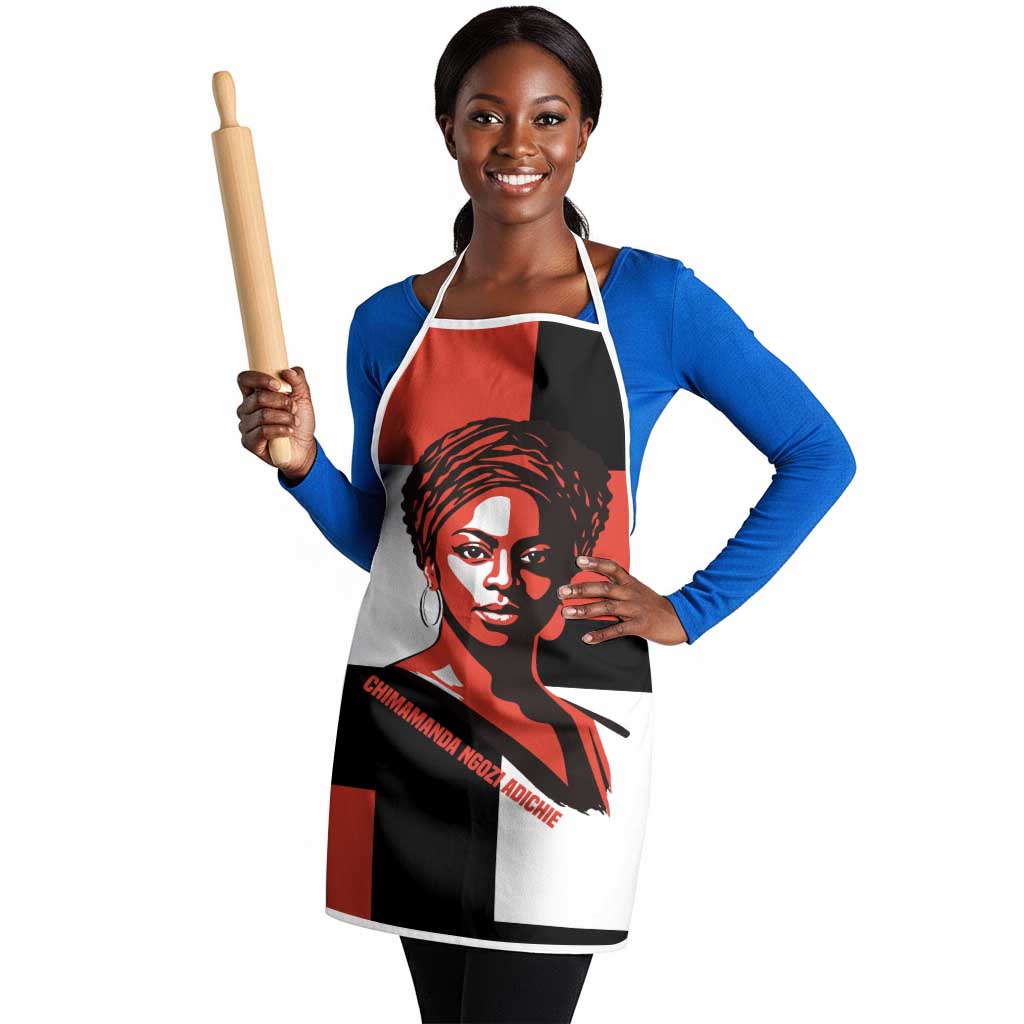 Chimamanda Ngozi Adichie Apron with Bold Red Portrait, We Should All Be Feminists Quote - Wonder Print Shop