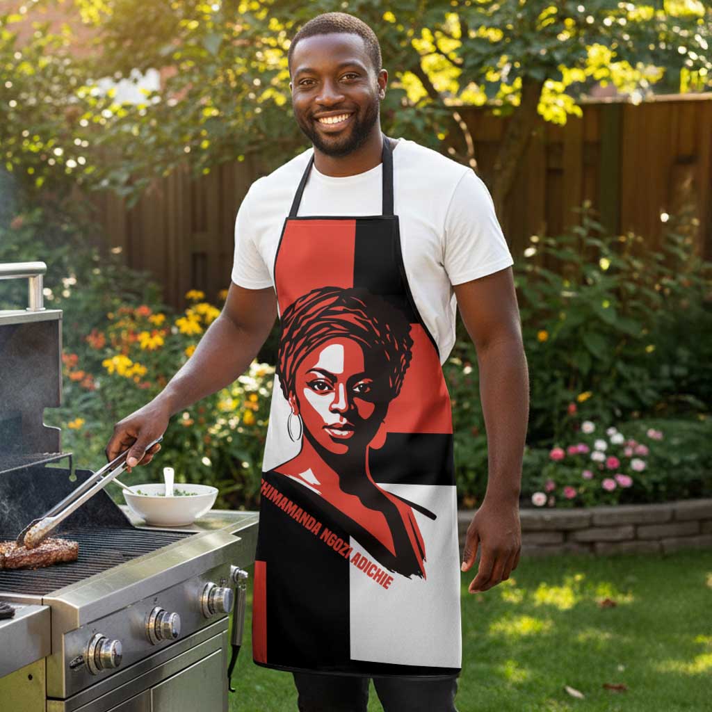 Chimamanda Ngozi Adichie Apron with Bold Red Portrait, We Should All Be Feminists Quote - Wonder Print Shop