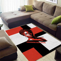 Chimamanda Ngozi Adichie Area Rug with Bold Red Portrait, We Should All Be Feminists Quote - Wonder Print Shop