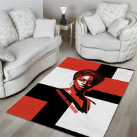 Chimamanda Ngozi Adichie Area Rug with Bold Red Portrait, We Should All Be Feminists Quote - Wonder Print Shop