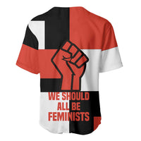Chimamanda Ngozi Adichie Baseball Jersey with Bold Red Portrait, We Should All Be Feminists Quote - Wonder Print Shop