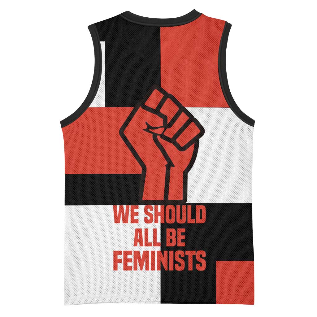 Chimamanda Ngozi Adichie Basketball Jersey with Bold Red Portrait, We Should All Be Feminists Quote - Wonder Print Shop